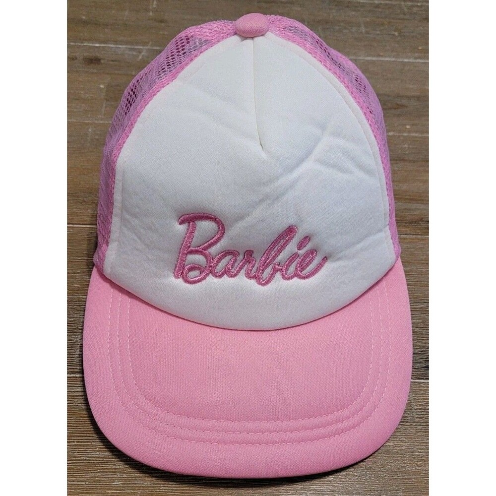 Authentic BARBIE Trucker Hat Mesh Baseball Cap Snapback Adjustable White & Pink